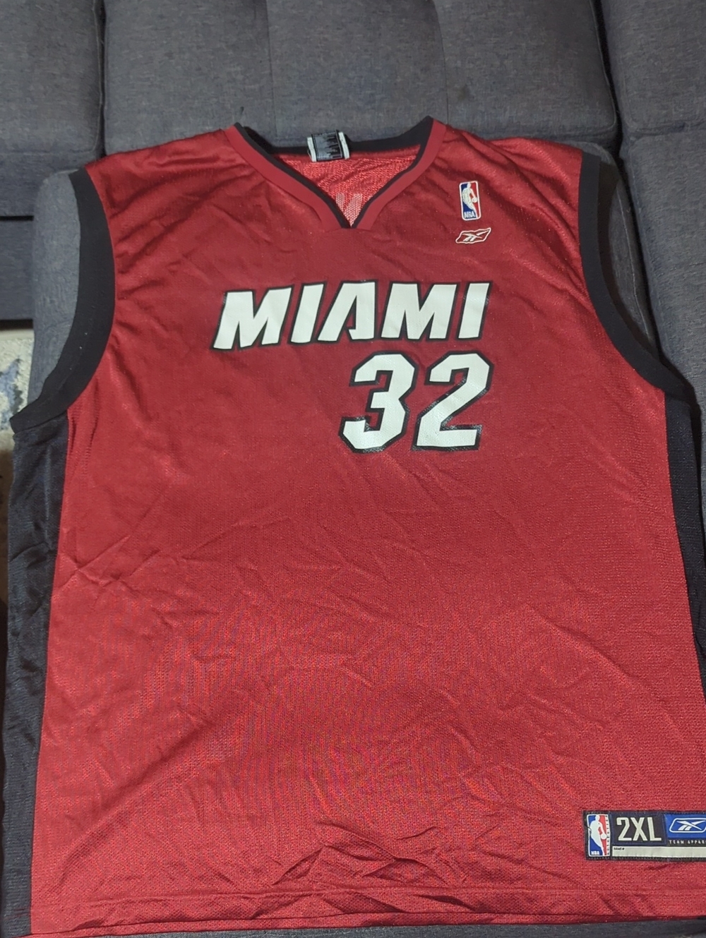 Reebok Miami Red and Black Basketball Jersey #32